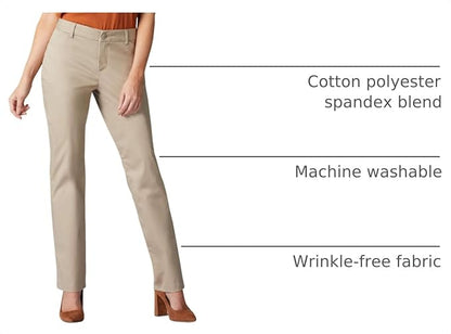 These relaxed fit, wrinkle-free pants from Lee are a wardrobe essential. The flexible waistband and stretch fabric provide all-day comfort.