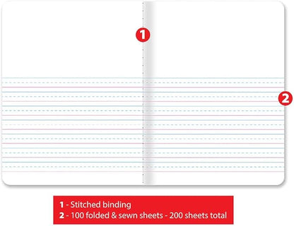 Better Office Products Primary Journal, Hardcover, Primary Composition Book Notebook - Grades K-2, 100 Sheet, One Subject, 9.75" x 7.5", Blue Cover-5 Pack