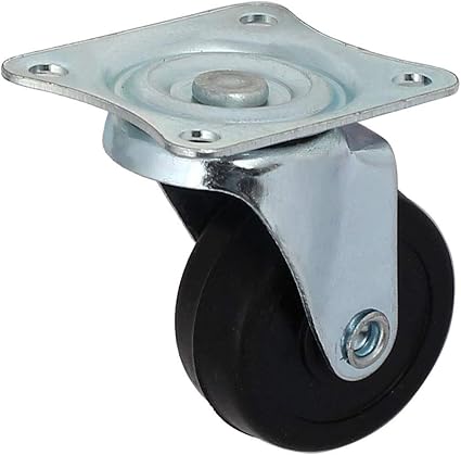 1.25-inch Dia Casters Rubber Single Wheel Rectangle Swivel Plate Trolley Casters Plate Casters Pulleys 2pcs