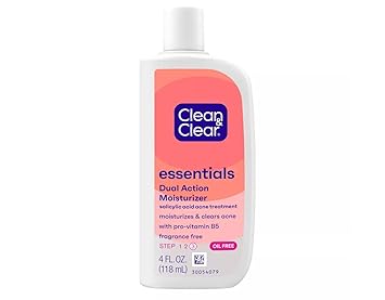 Clean  Clear, Dual Action Moisturizer, Salicylic Acid Acne Medication, 4 fl oz (118 ml)