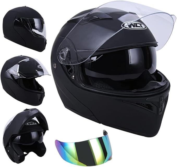 Adult Modular Motorcycle Full Face Helmet, DOT Approved Dual Visor Flip up Modular Motorcycle Helmet for Unisex Adult, Motorbike Street Bike ATV Helmet