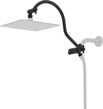 Hibbent All Metal 12 Inch Brass Adjustable Shower Head Extension Arm with Shower Arm Diverter Valve, G 1/2 3-Way Bathroom Universal Shower System Replacement Part, Shower Arm Extender, Matte Black