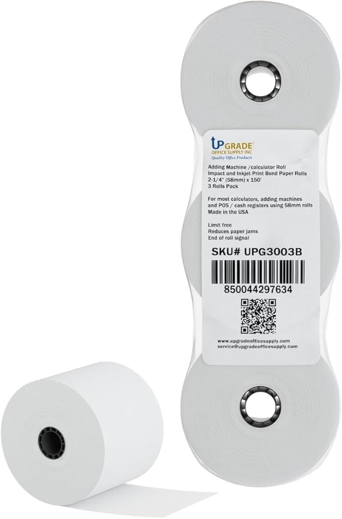 Upgrade Office Supply Adding Machine Calculator Rolls, 2-1/4 x 150 ft, 3 Pack USA