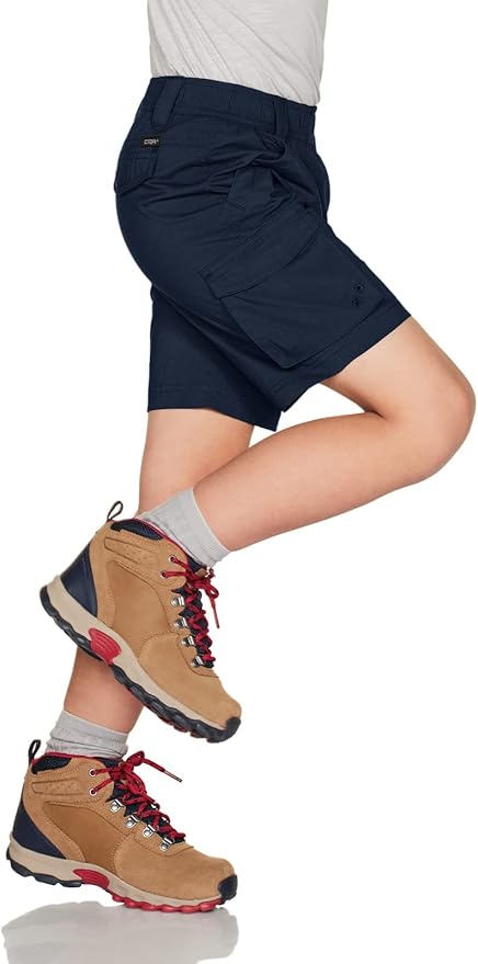 CQR Kids Youth Pull on Cargo Shorts, Outdoor Camping Hiking Shorts, Lightweight Elastic Waist Athletic Short with Pockets