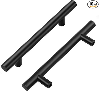 Home Expert 10 Pack 4 Inch Black Cabinet Handles Matte Black Cabinet Pulls Black Dresser Drawer Pulls Stainless Steel Kitchen Cabinet Handles Matte Black 6-38 Inch Overall Length