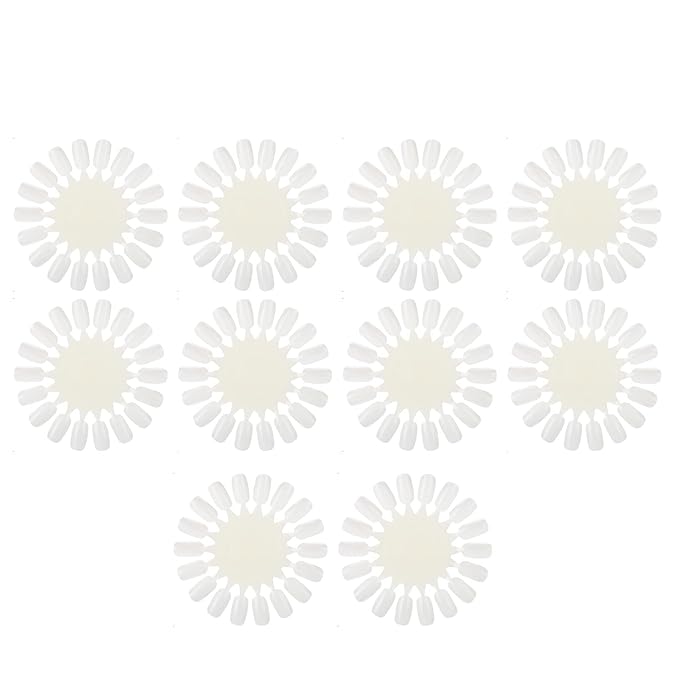 Nail Display Swatches Wheel, 10Pcsset False Nail Polish Gel Professional 18 Colors Nail Art Practice Card Design Board