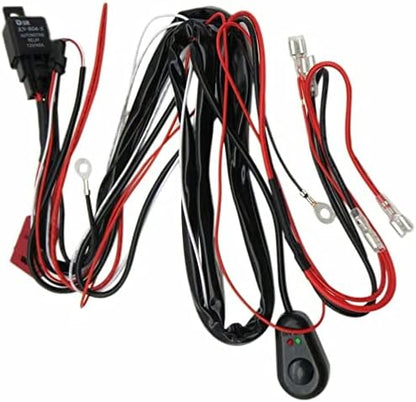 LED Light Bar Wiring Harness Kit 12V 40Amp 18AWG Fuse Relay ON/OFF Switch Fits For 12V light bars, spot lights, fog lights, driving lights, work lights