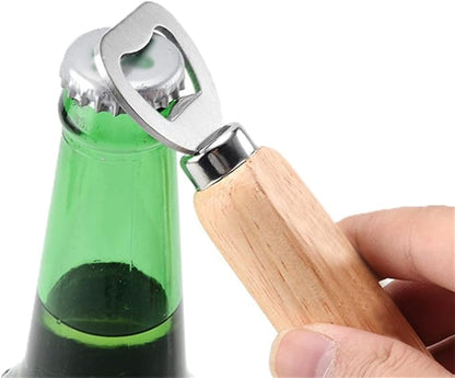 Stainless Steel Bottle Opener Bartender Wood Beer Opener Cider Wine Opener Bottle Opener with Wooden Handle Engraved Gift Set for Wedding Party Home Kitchen Bar Restaurant, 5.5 inch