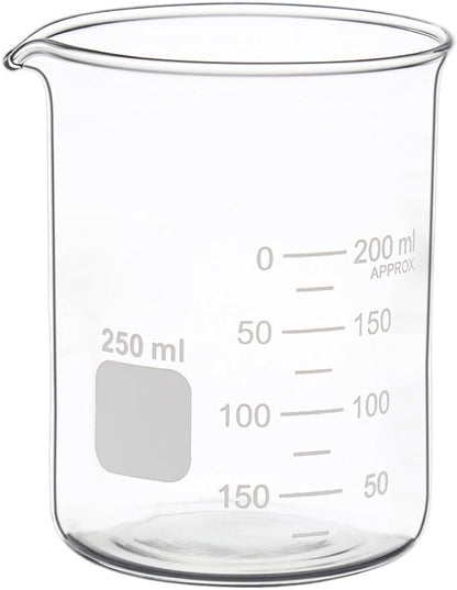 Glass Measuring Low Form Beaker Set 50ml 100ml 250ml Borosilicate Lab Beaker Set ...