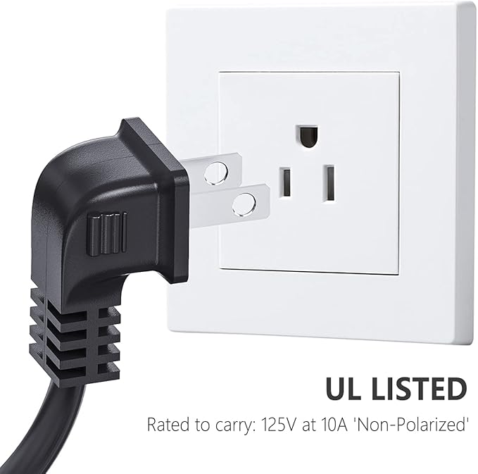 TV power cable compatible with Samsung TV, 6ft 90 degree Ancable at 2-pin angle, C7 TV cable compatible with Samsung LG, TCL, Sony, Appletv, Insignia, Sharp, Toshiba