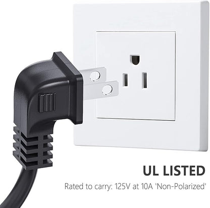 TV power cable compatible with Samsung TV, 6ft 90 degree Ancable at 2-pin angle, C7 TV cable compatible with Samsung LG, TCL, Sony, Appletv, Insignia, Sharp, Toshiba