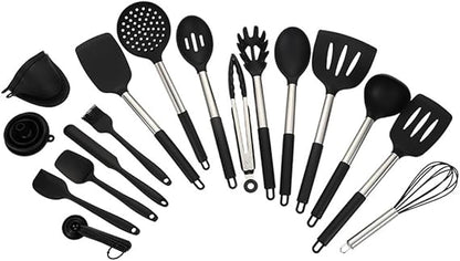 Silicone Cooking Utensils Set, Kitchen Utensils Heat Resistant Spatulas, Essential Cooking Tools Non-Toxic, Heat Resistant, Ideal for Cooking, Grilling, Serving, and Frying,Leakage Spoon