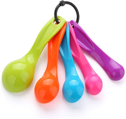 5 in 1 Colorful Plastic Tea Flour Coffee Measuring Spoons Set Kitchen Cooking Baking Tools (Random Color)