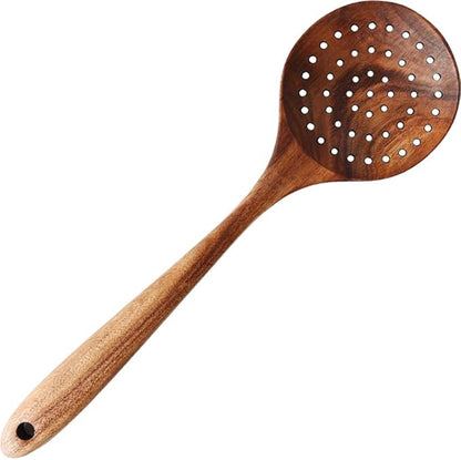 DDJSJ Teak Kitchen Utensils,Colander Ladle Skimmer Scoop Kitchenware Scoop Dipping Big Wooden Rice Long Handle Natural Utensils Handcrafted Cutlery Tool (scoop dipping(11x3.15in))...