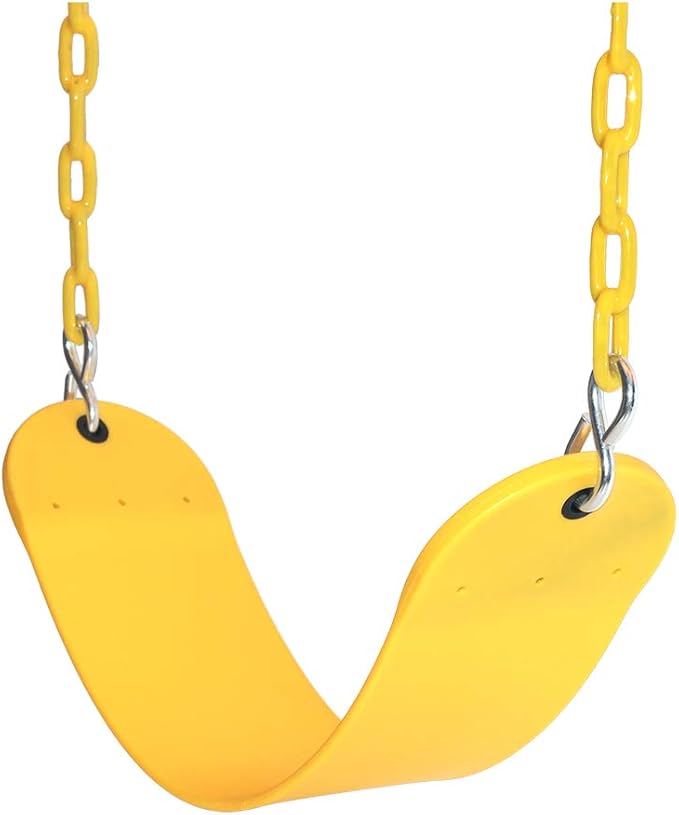 66" Heavy Duty Swing Seat Chain Plastic Coated Seat Replacement Outdoor Swing Set Accessories (Yellow)