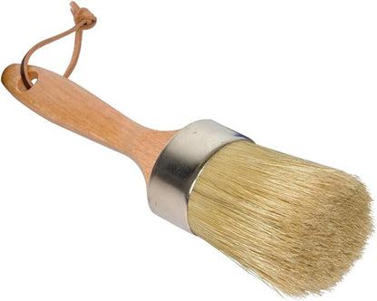 Chalk and Wax Paint Brush, Large 2-in-1 Round Natural Bristles Painting Tool for DIY Furniture, Stencils, Home Decor, Wood Projects, Wax Finishing