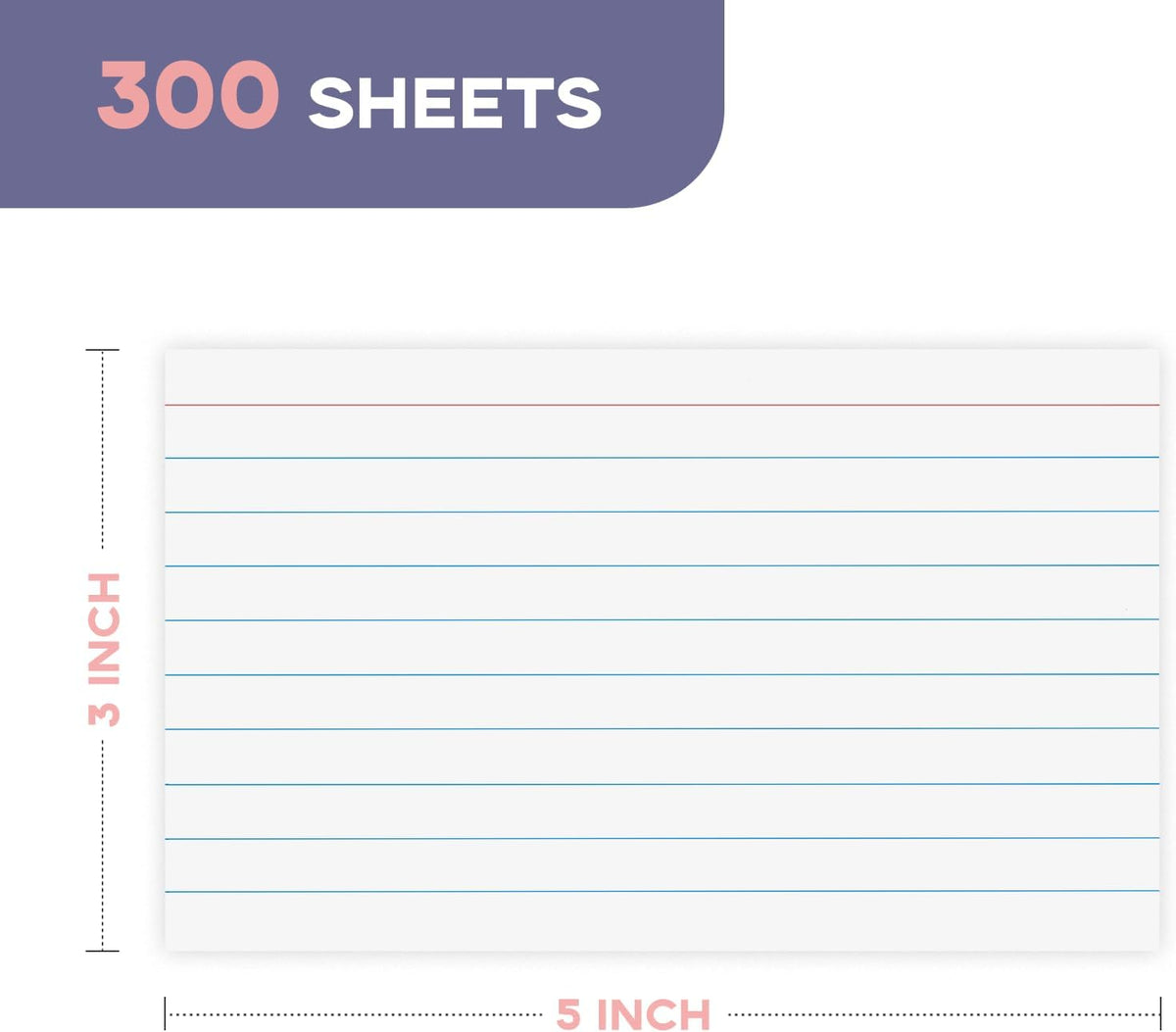 300 PCS Index Cards 3x5 Ruled - Goefun White Lined Note Cards 3 x 5 Flashcards for Studying, Note Taking and To Do List