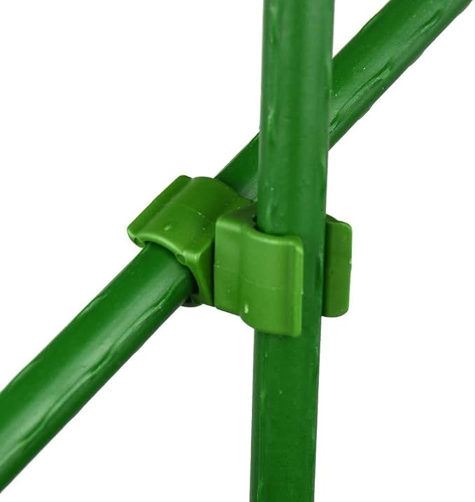 50pcs Plant Trellis Connector Clips Greenhouse Fastener Buckle Cross Clip Rotatable Rod Connector for Tomato Cage Plant Stakes (for 11mm Rods)