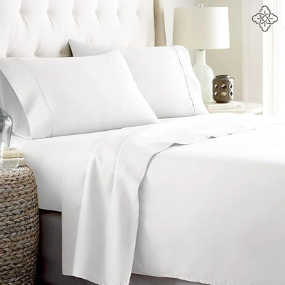 BIOWEAVES 100% organic cotton sheet set of 300 thread counts, 4 pieces, with GOTS certification, for mattresses up to 17 inches deep, soft and silky satin fabric (King size,