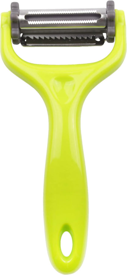 Y Shape 3-in-1 Serrated, Straight, Julienne Swiveled Multi-Blade Peeler - Green - 1 Peeler