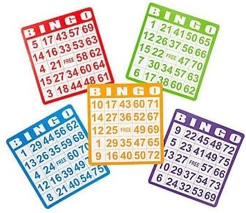 Fun Express Bulk Bingo Cards - 100 Pack, Bright Colored