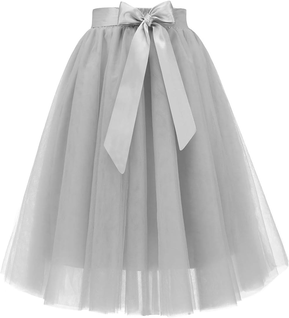 Bridesmay Women's Tulle Skirt Knee Length 6-Layered Wedding Party Homecoming Prom Dress