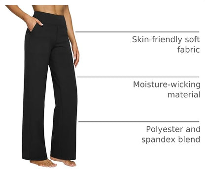 G4Free EverGoing Yoga Pants Women Wide Leg Pants with Pockets High Waist Stretch Dress Casual Sweatpants Petite/Regular/Tall