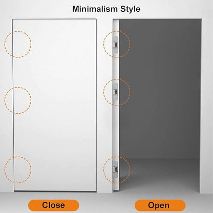 2 Pack Hidden Door Hinges, 6 inch 3-Way Adjustable Concealed Hinges Zinc Alloy 180 Degree Swing Invisible Door Hinges (Silver)