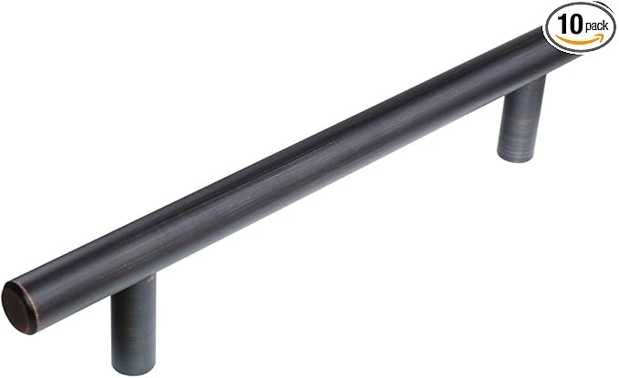 5 in. (127 mm) Oil Rubbed Bronze Modern Straight Euro Style Bar Cabinet Pull (10-Pack)