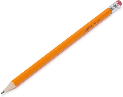 Basics Woodcased Classroom 2 Pencils with Erasers, Pre-sharpened, HB Lead, Value Pack of 30 count, Orange