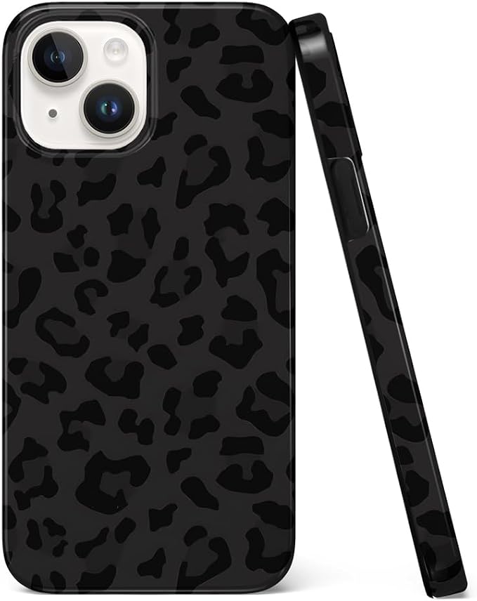 Compatible with iPhone 15/14 6.1 inch Protective Case Black Leopard Case Slim Soft TPU Silicone Shockproof Bumper Cover Compatible iPhone for 15/14 6.1