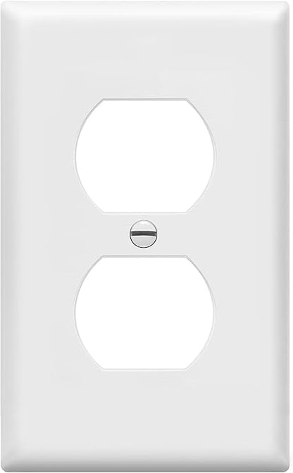 Enerlites 8821-W Duplex Receptacle Outlet Wall Plate, Standard Size 1-Gang, Polycarbonate Thermoplastic, White