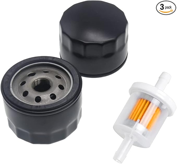2 Pack 49065-0721 49065-7007 Oil Filter with Fuel Filter Compatiable with Kawasaki FR691V FR730V FR651V FR541V FR600V FX600V FS730 FX600V 4 Cycle Engine AM125424 GY20577 Lawn Mower Engine Parts