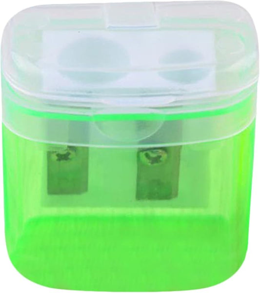 Two Hole Pencil Sharpener Rotating Planer for Students Smooth Stationery Tool with Ergonomic Design (Green, One Size)