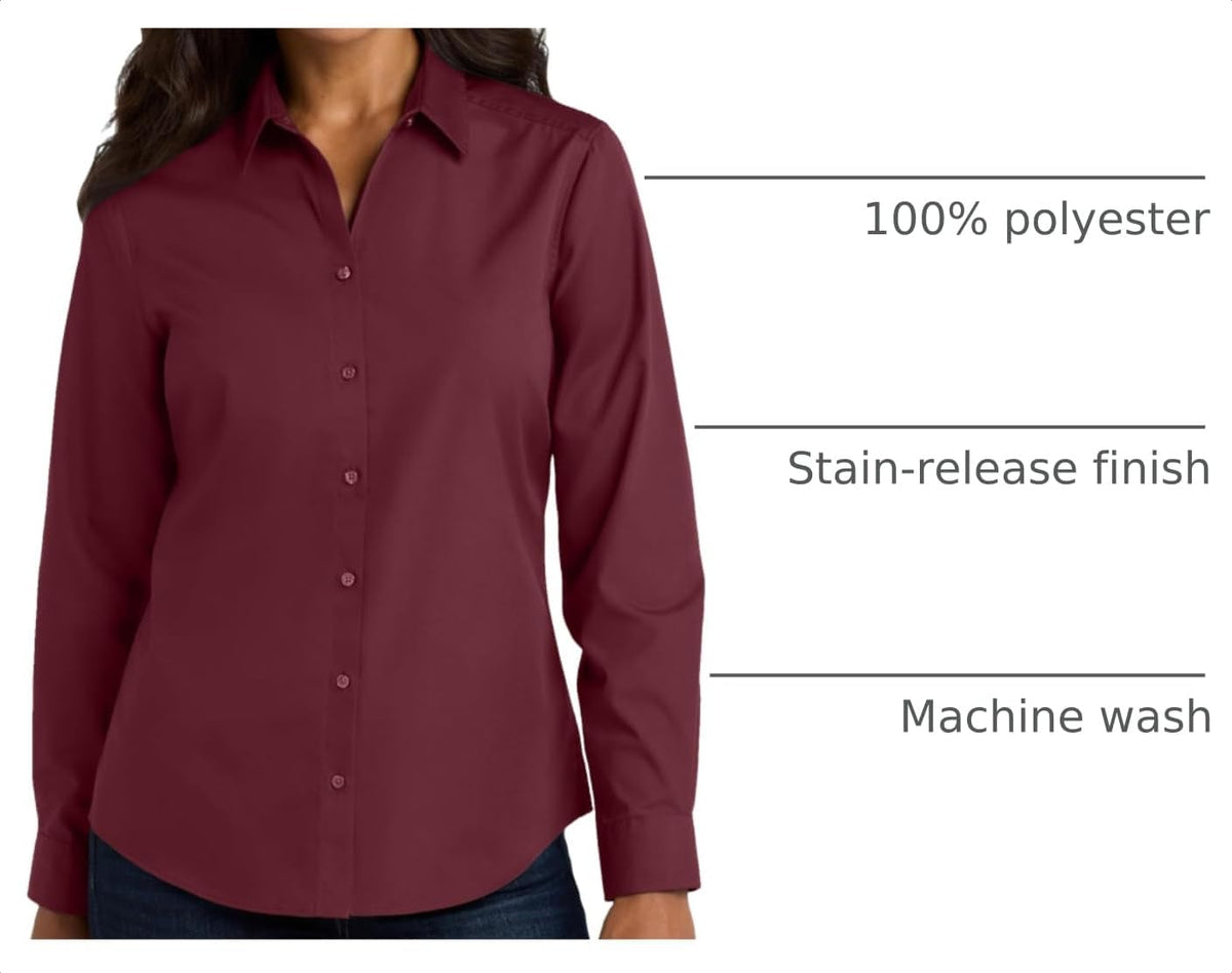 Port Authority Women's Long Sleeve Carefree Poplin Button-Down Shirt