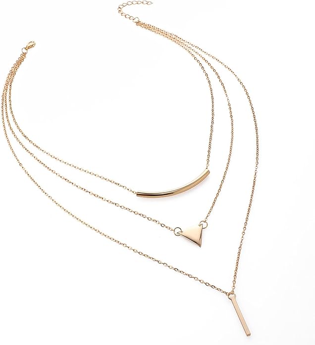 Roe Dolph Gold Layered Necklace for Women Geometry Pendant Necklace Minimalist Choker Necklace Long Chains Necklace Jewelry Gift