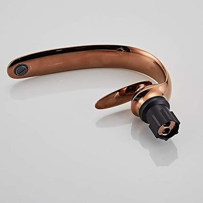 Bathroom Sink Tap, Single Hole Single Handle Bath Mixer Tap Contemporary Brass Deck Mount Bathroom Vessel Sink Faucet, for Bathroom Hotel,Gold