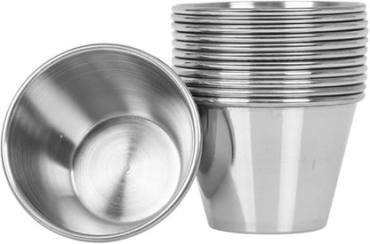 (Pack of 12) 2.5 oz Stainless Steel Sauce Cups – Commercial-Grade Dipping Cups for Condiments, Portion Control & Ramekins