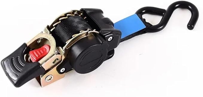 DAZHIDZ Auto Retractable Ratchet Tie Down Starp Belts Single Hook Universal Motorcycle Tools Convenient Fast Binding Prevent Falling(1 pc)