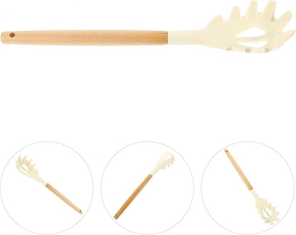 Silicone Pasta Fork, Kitchen Heat Resistant Noodle Spoon Server, BPA Free Spaghetti Strainer,12.8 inch
