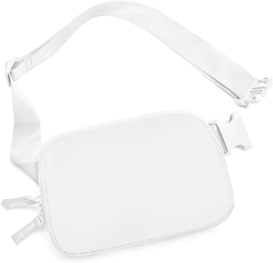 Belt Bag for Women Two-Way Zipper Cross Body Fanny Pack Fashion Waist Packs Everywhere Belt Bag with Adjustable Strap Gifts for Teen Girls Women Men (White)