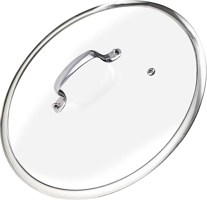 Premium Tempered Clear Glass Lids, 11", 12", 13" Stainless Steel Replacement Lid for Pots, Pans and Skillets, Large Glass Covers with Steam Vent