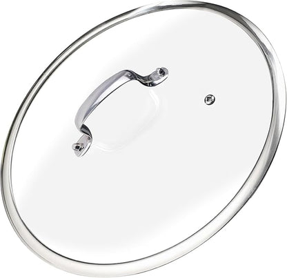 Premium Tempered Clear Glass Lids, 11", 12", 13" Stainless Steel Replacement Lid for Pots, Pans and Skillets, Large Glass Covers with Steam Vent