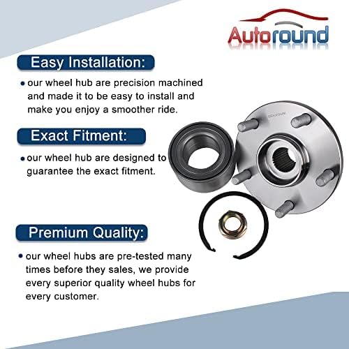 Autoround BR930568K Front Wheel Hub Assembly Replacement for Toyota Camry 04-17 Highlander 05-07 Avalon 05-13 Solara 04-08, Lexus RX350 07-09 ES350 07-13 RX330 04-06 ES330 04-06 5 Lugs