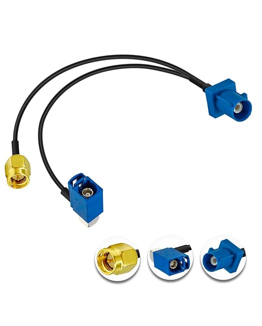 Fakra C GPS Antenna Extension Coaxial Cable Fakra C Male to SMA Male and Fakra C Female Y Type Pigtail Cable RG174 12in30cm for Car Radio