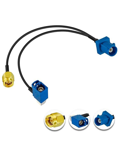 Fakra C GPS Antenna Extension Coaxial Cable Fakra C Male to SMA Male and Fakra C Female Y Type Pigtail Cable RG174 12in30cm for Car Radio