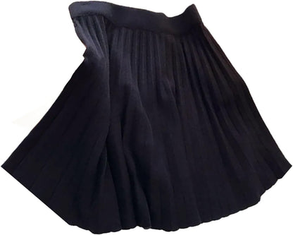 Womens Pleated Knit Skirt High Waist A Line Sweater Skirts Winter Solid Elastic Knitting Ribbed Mini Dress
