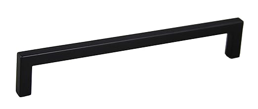 8" Modern Square Cabinet Pull with 7-1/2" Center to Center Matte Black Finish