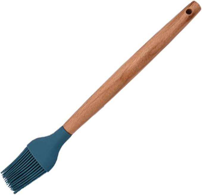 1pc Blue Silicon Basting Brushes, Heat Resistant Wooden Handle Pastry Brushes, Spread Oil Butter Sauce Marinades. Perfect for Sauce BBQ Grill Baking Kitchen Cooking