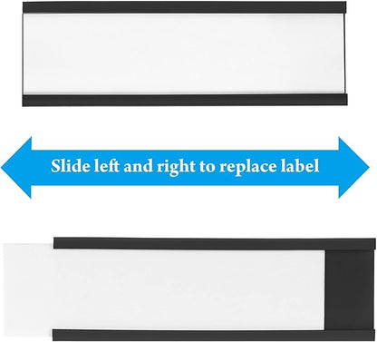 100 Pieces Magnetic Label Holders Labels Racks with Magnets Magnetic Data Card Holders with Protective Films and Replacement Strips for Shelf Bin (1 x 3 Inch)